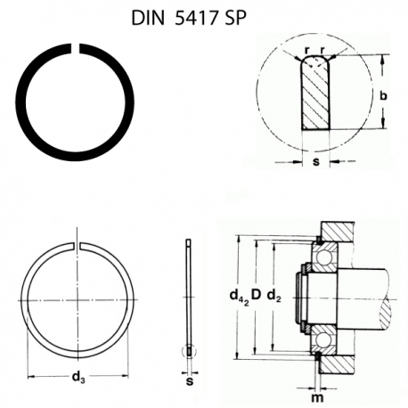 SP DIN 5417 siguranta circulara pt. rulmenti din otel de arc